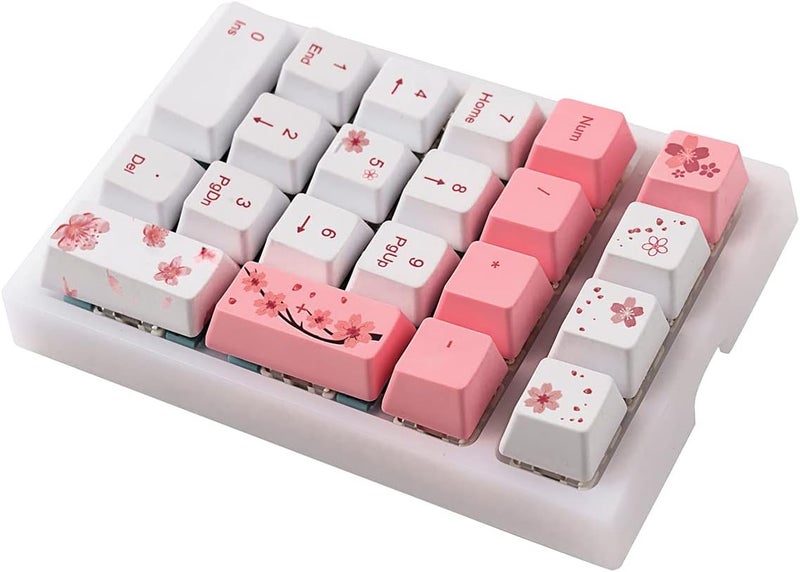 Boyi TD21 Hot Swap Numpad,21 Keys Mini Numpad Portable Keypad Bluetooth5.0/2.4G/Wired Number Pad Keyboard PBT Keycaps RGB Backlit Type-C Mini Keyboard (Cherry Blossom) - Image 2